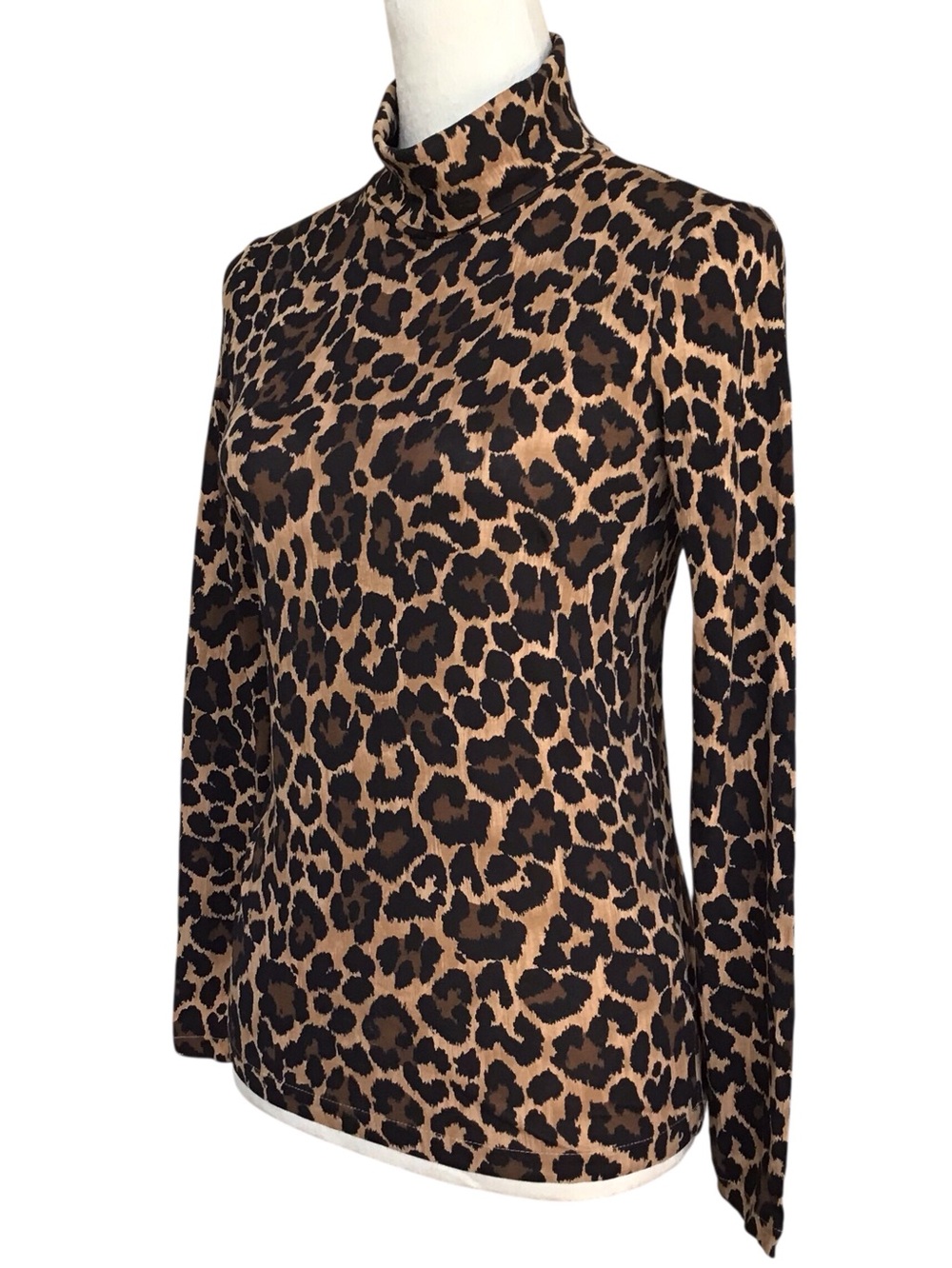J Crew Leopard Print Turtleneck Long Sleeve Top Size XS NEW - Picture 4 of 9